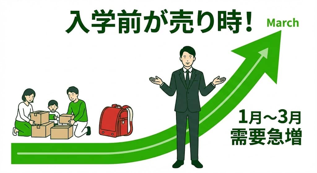 小学校入学前のファミリー層が物件を探すサイクルと売却好機