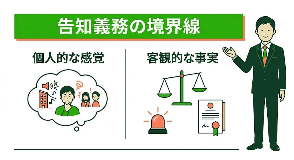 マンション売却時のトラブル告知義務における境界線(個人的な不満と客観的事実)