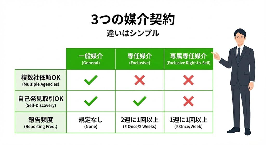 福岡市博多区吉塚の不動産売却における一般・専任・専属専任媒介契約の違い