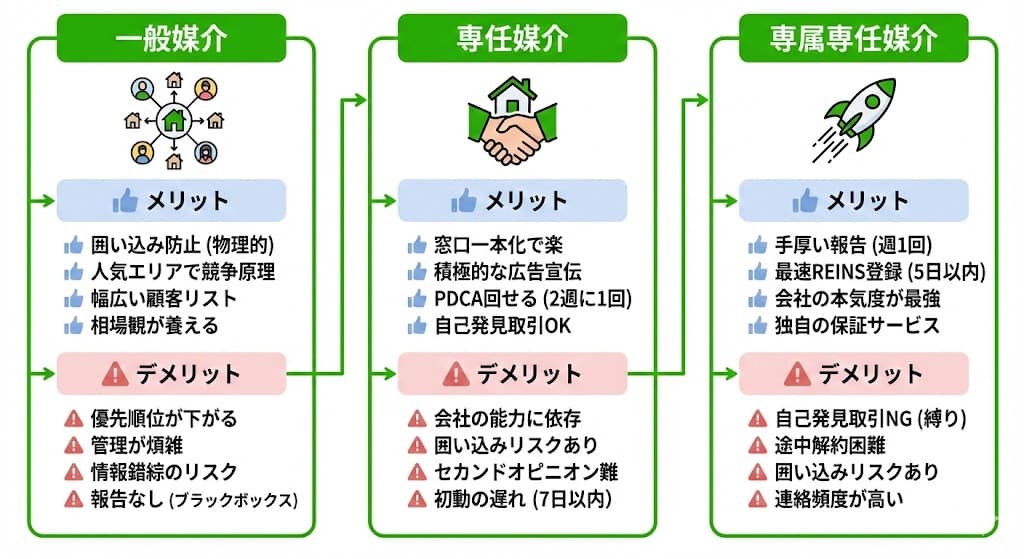 一般・専任・専属専任のメリット・デメリット総まとめ