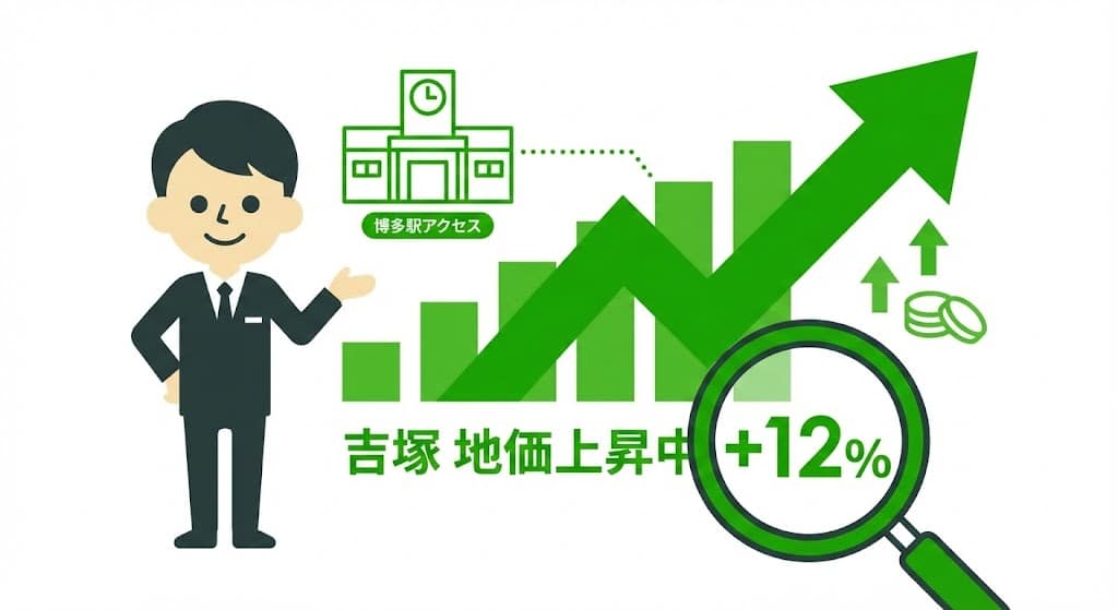 2025年吉塚エリアの公示地価上昇率と博多駅へのアクセス性