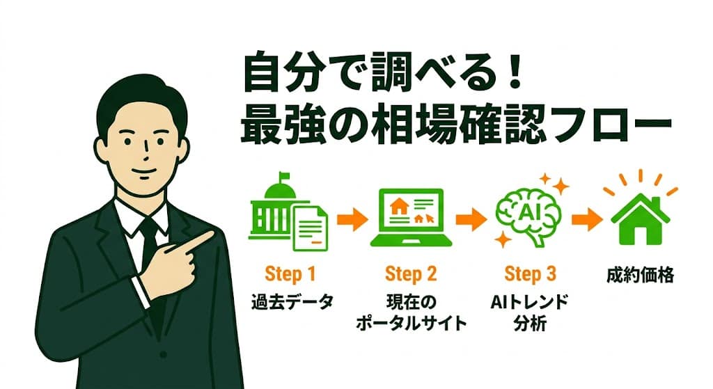 博多区吉塚の相場確認フロー:土地総合情報システム、ポータルサイト、AIを活用した不動産売却前の手順