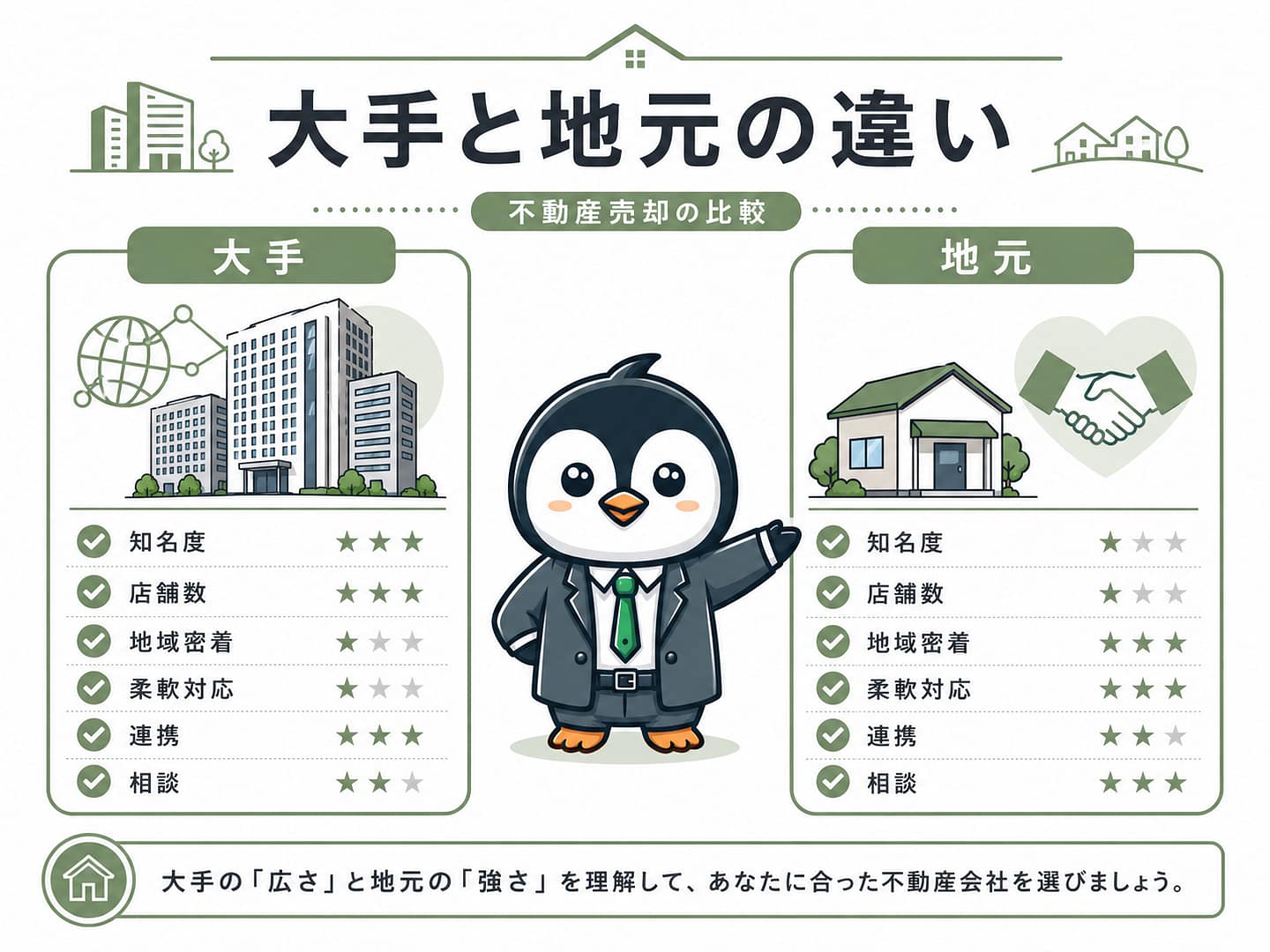 博多区吉塚の不動産売却における大手企業と地元企業の強み比較