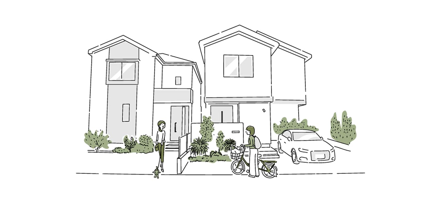 家の前で会話している画像