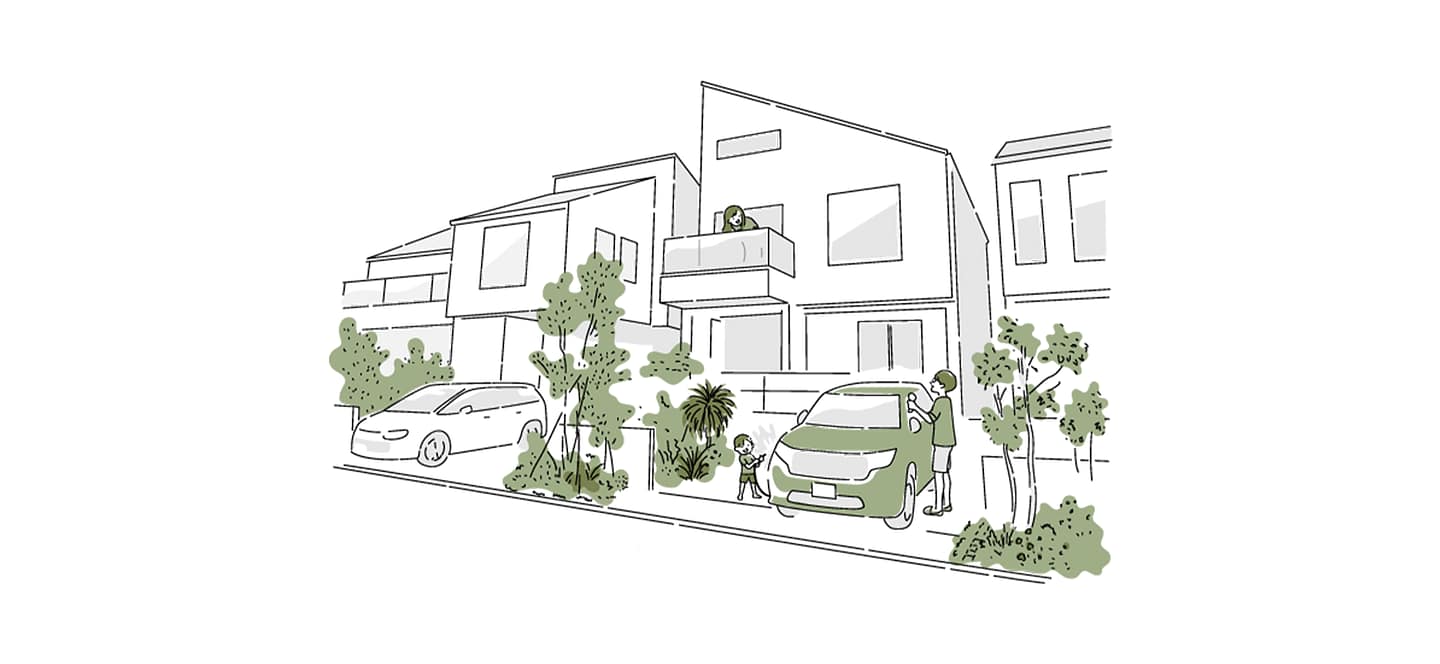 親子で車を洗車している画像