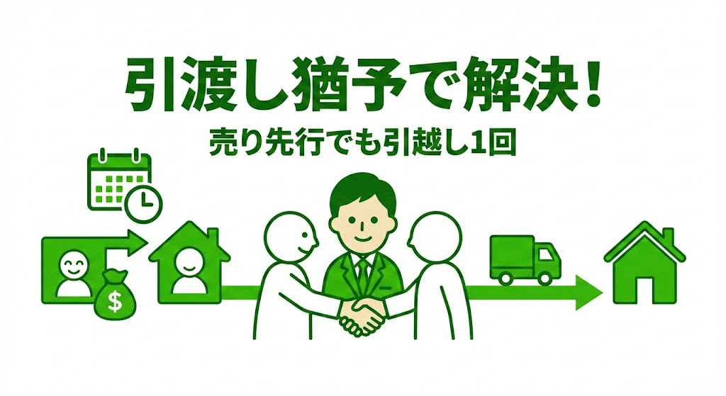 不動産売却における引渡し猶予の特約交渉のイメージ図 売り先行でも引越し1回にする方法