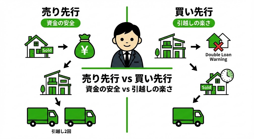 吉塚エリアでの住み替え手順比較 売り先行と買い先行のメリット・デメリット一覧