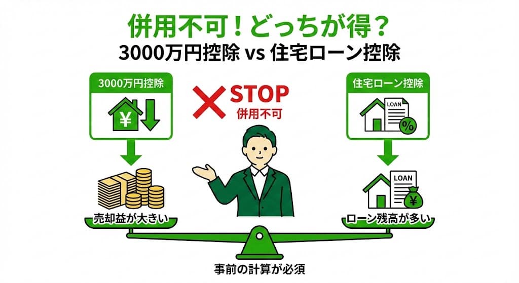 3000万円特別控除と住宅ローン控除の併用不可ルールと選択基準チャート
