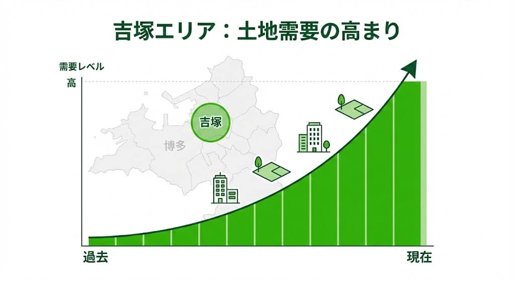 福岡市博多区吉塚における古家付き土地の需要グラフ