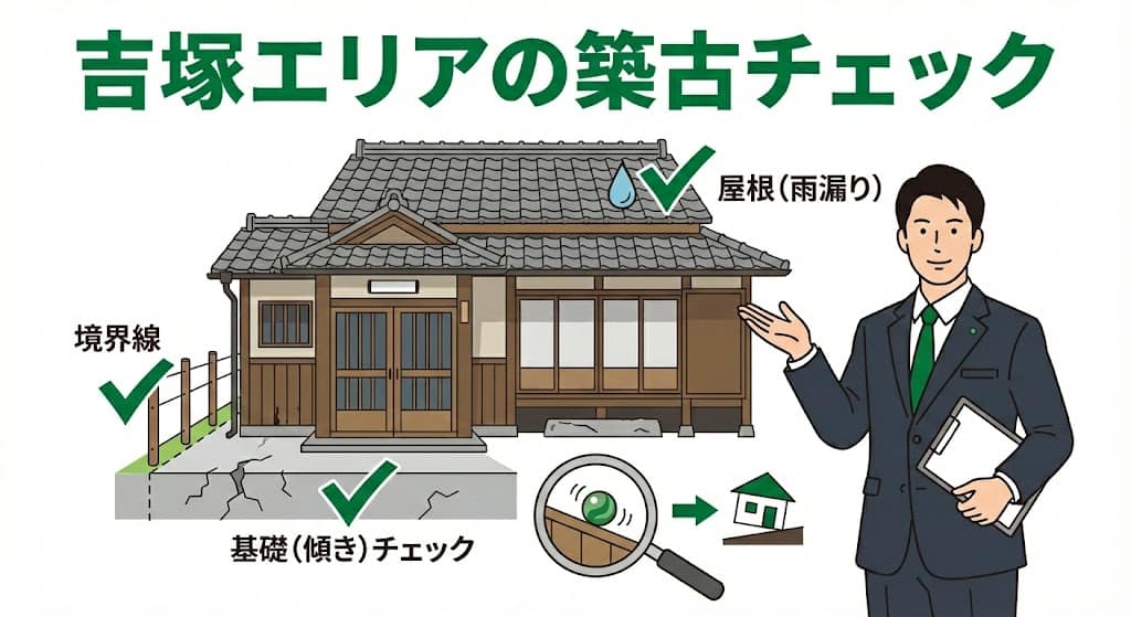 吉塚エリアの築古物件で確認すべき傾き・境界・越境のチェックポイント